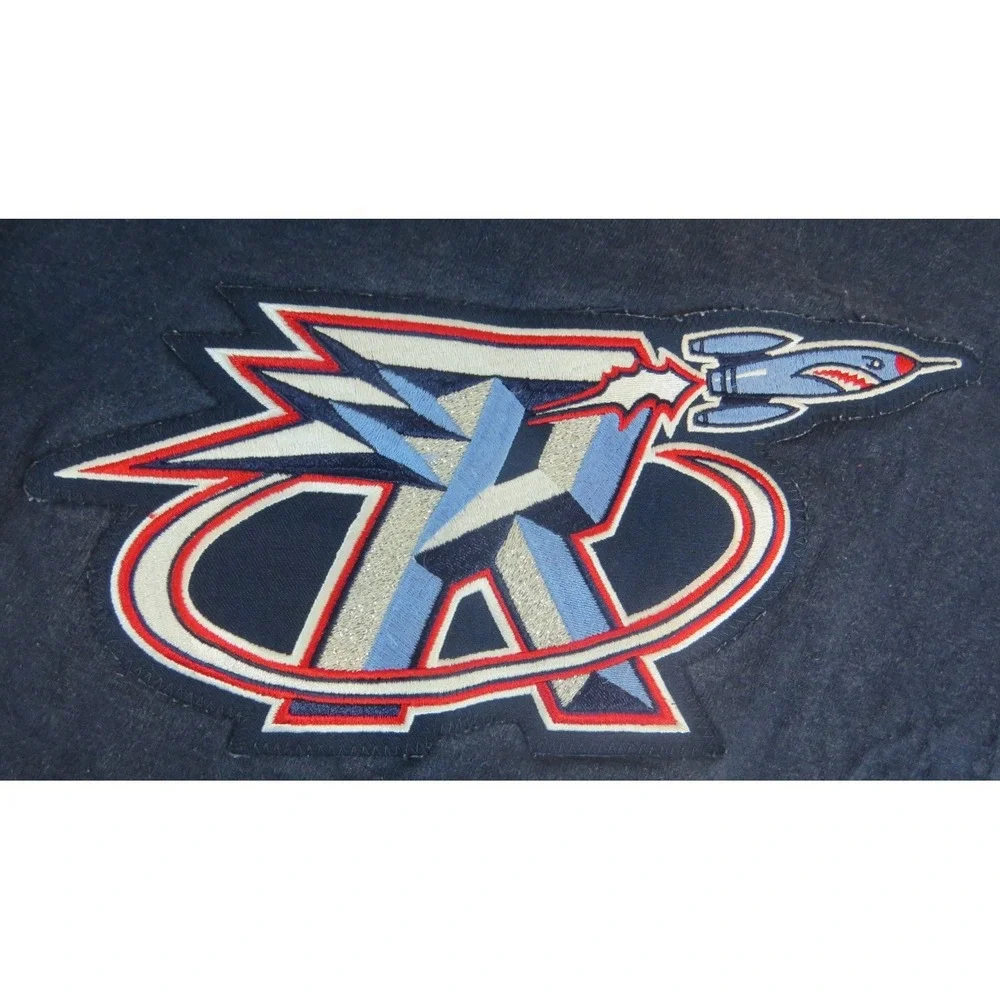 VTG Champion Houston Rockets Shooting Shirt 90s NBA Warm Up Jersey Men L Blue SS
